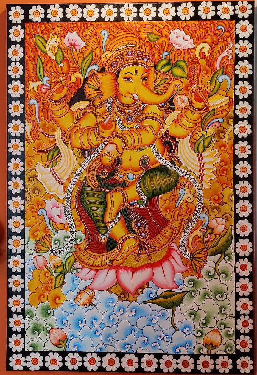 Kerala Mural painting in natural pigments