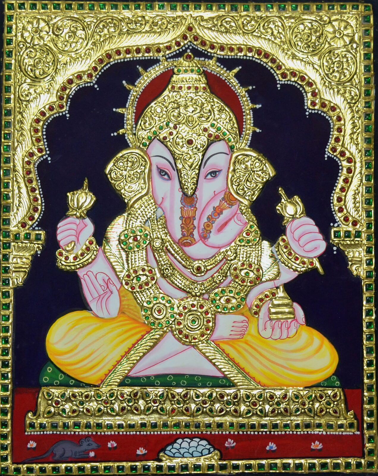 Ganesha Tanjore painting with gold foil