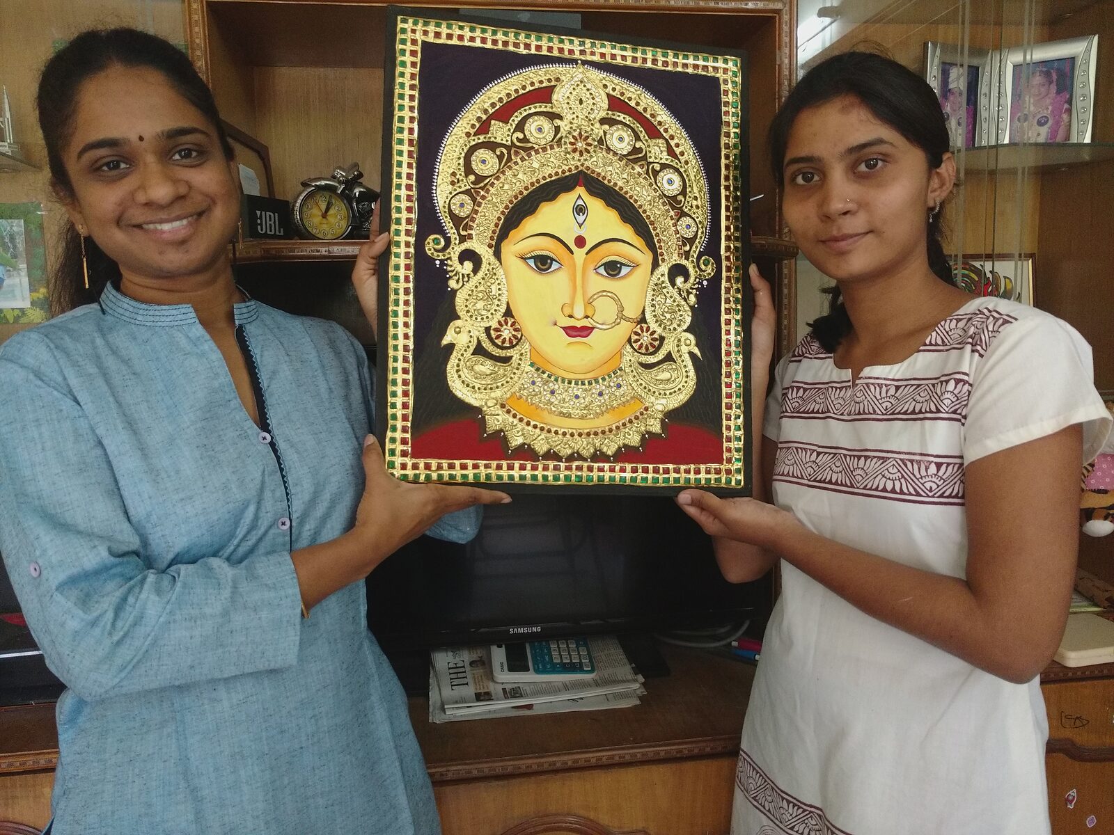 Student with their first painting